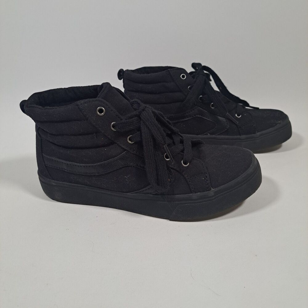 Wonder Nation High Top Sneakers Boys 3 Black Canvas Lace Up Closed Toe Walking